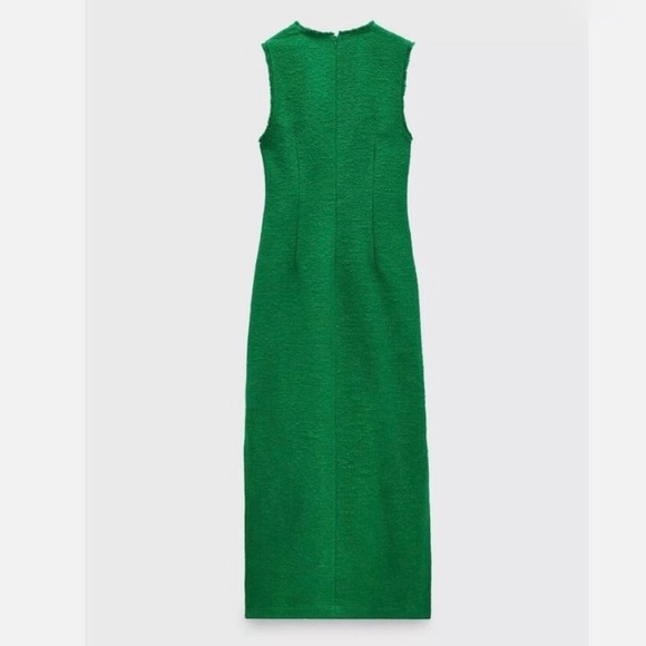 Zara Vibrant Green Tweed Midi Dress - Picture 3 of 10